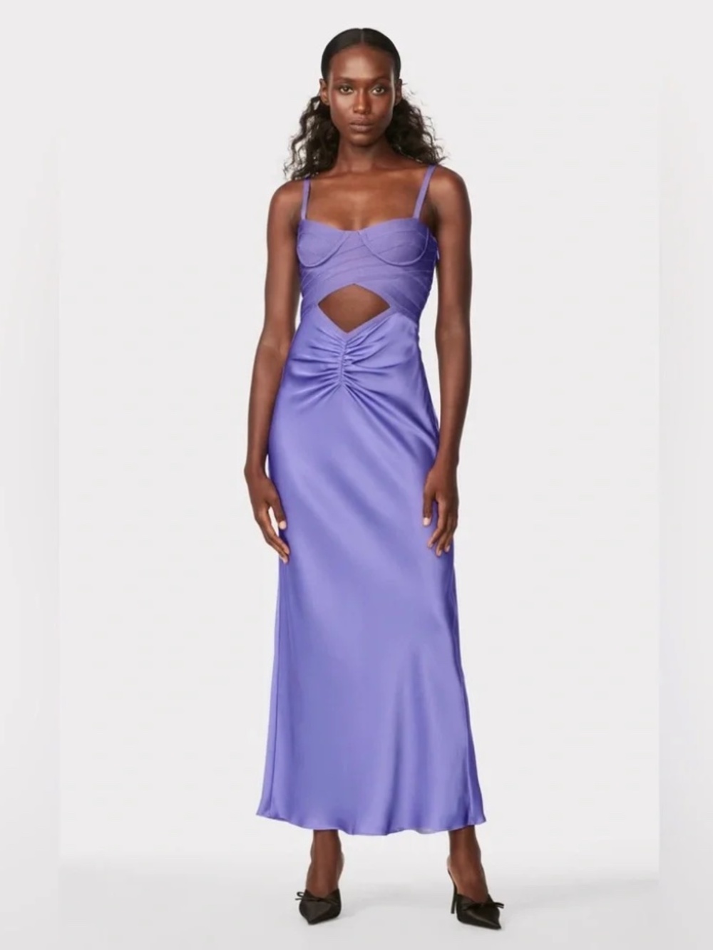 Herve Leger Royal Purple Cutout Dress Size 6 NWT.